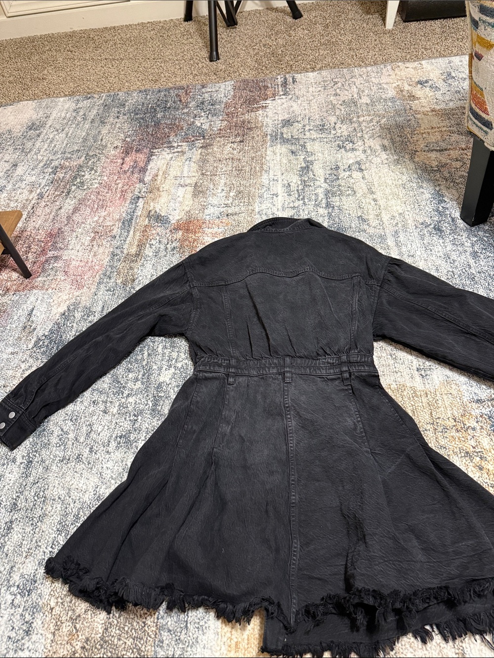 We the Free Black Denim Belted Shirt Jacket-Dress - Picture 6 of 6